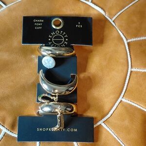 Knotty Gold Charm Pony Cuff Set